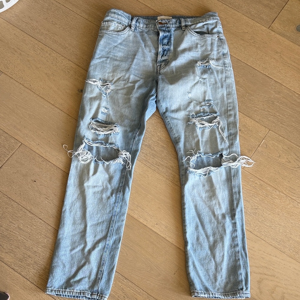 Frame Denim Light Blue Ripped Skinny Jeans